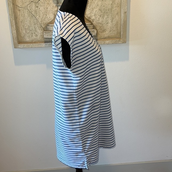 Madewell horizontal blue ivory stripes v neck relaxed dress Sz M - Picture 7 of 11